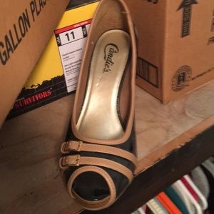 Black and brown heels